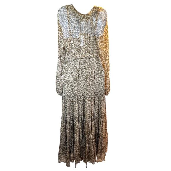 New ALESSIA ZAMATTIO Favignana Silk Cheetah Tiered Maxi Dress Sz 42 / US 6 - Picture 10 of 16